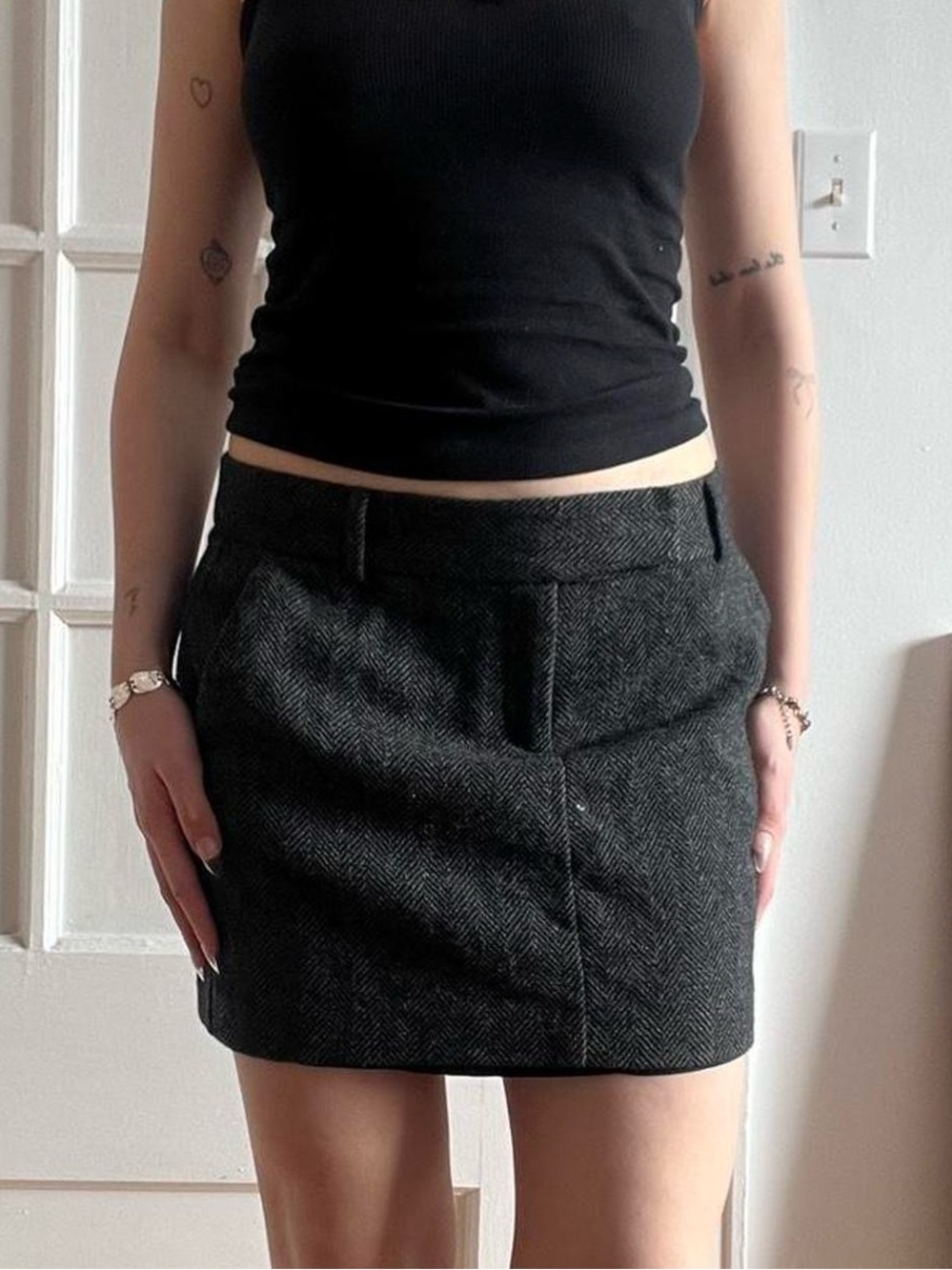 Size 12 Calvin Klein Grey Wool Mini Skirt